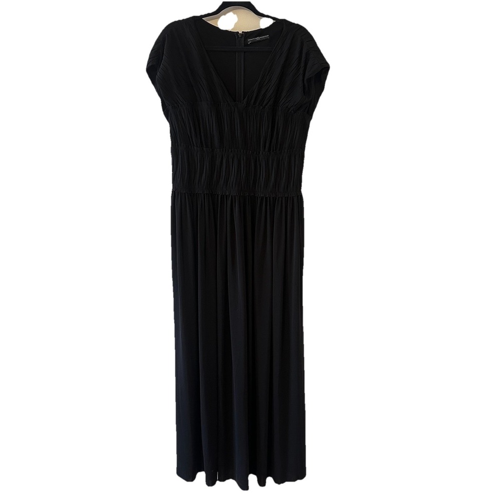 Peruvian Connection Black Womens Evening Maxi Dress Smocked Waist VNeck Large *R